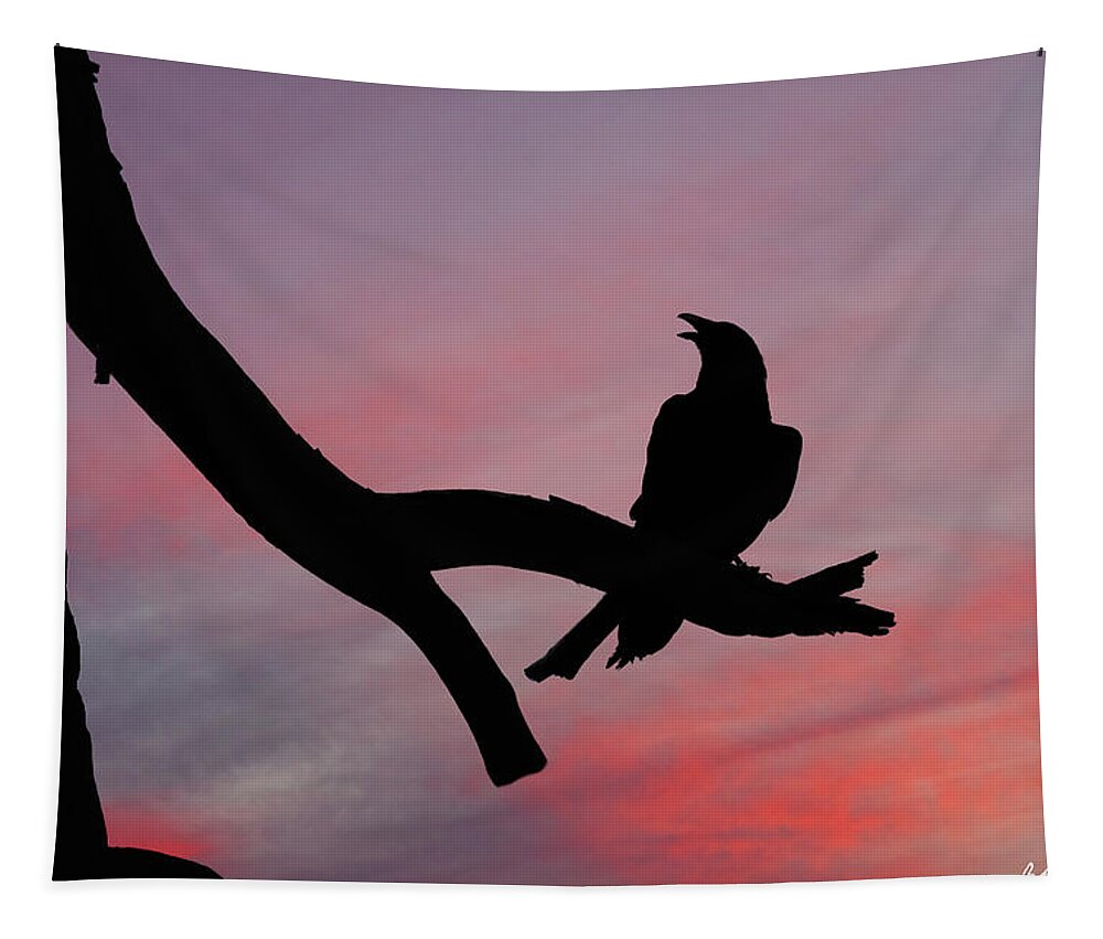 Adult Tapestry featuring the photograph Raven Silhouette by Jeff Goulden