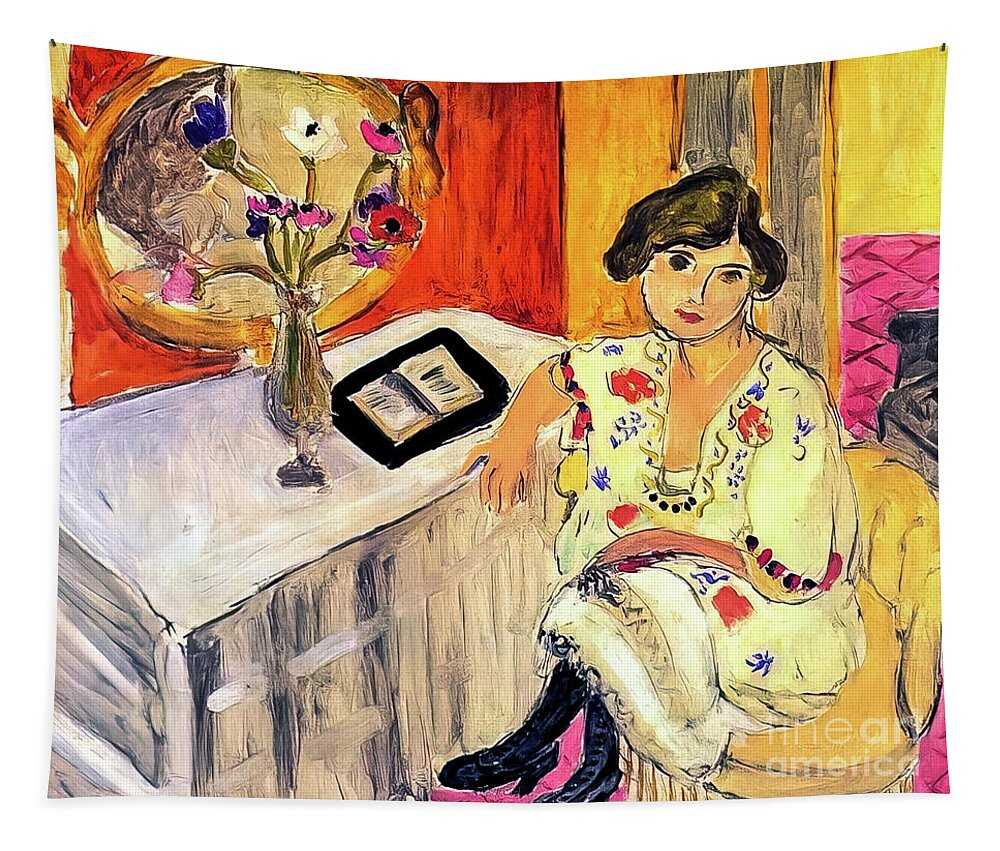 Reading Tapestry featuring the painting Reading Woman Daydreaming by Henri Matisse 1921 by Henri Matisse