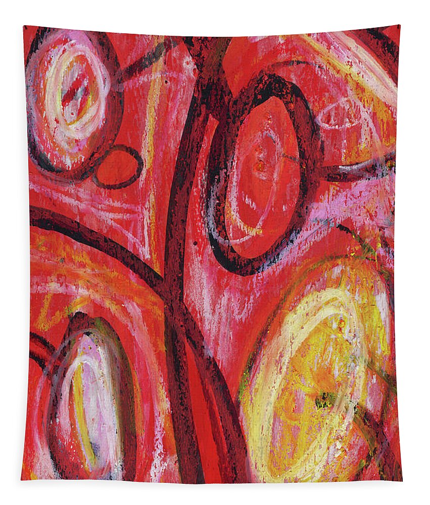 Red Tapestry featuring the painting Red Abstract 7. Non Objective Art. by Amy E Fraser