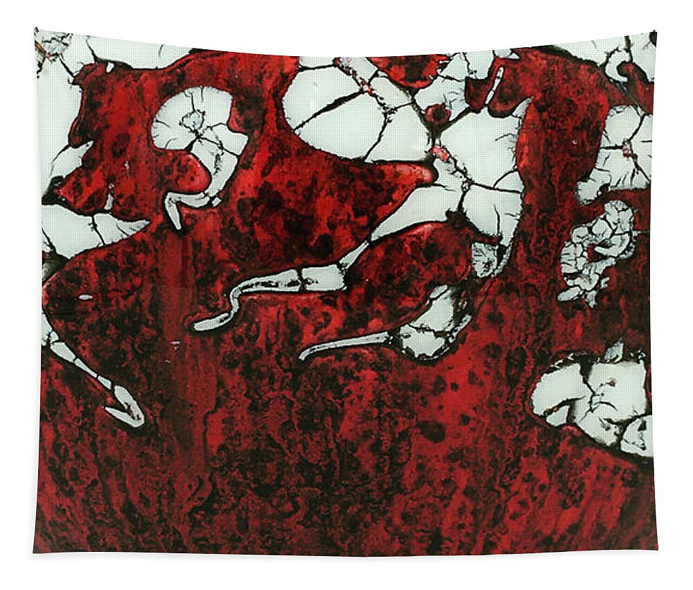 Red Tapestry featuring the mixed media Red and White Glass Bowl by Christopher Schranck