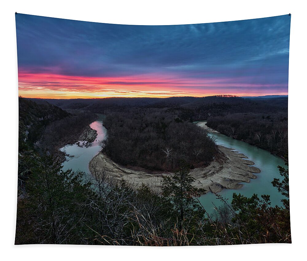 Sunrise Tapestry featuring the photograph Red Bluff Sunrise by David Dedman
