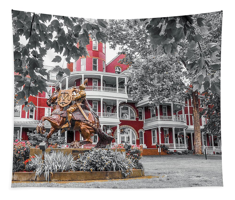 University Tapestry featuring the photograph Red Building at Southern Virginia University by James C Richardson