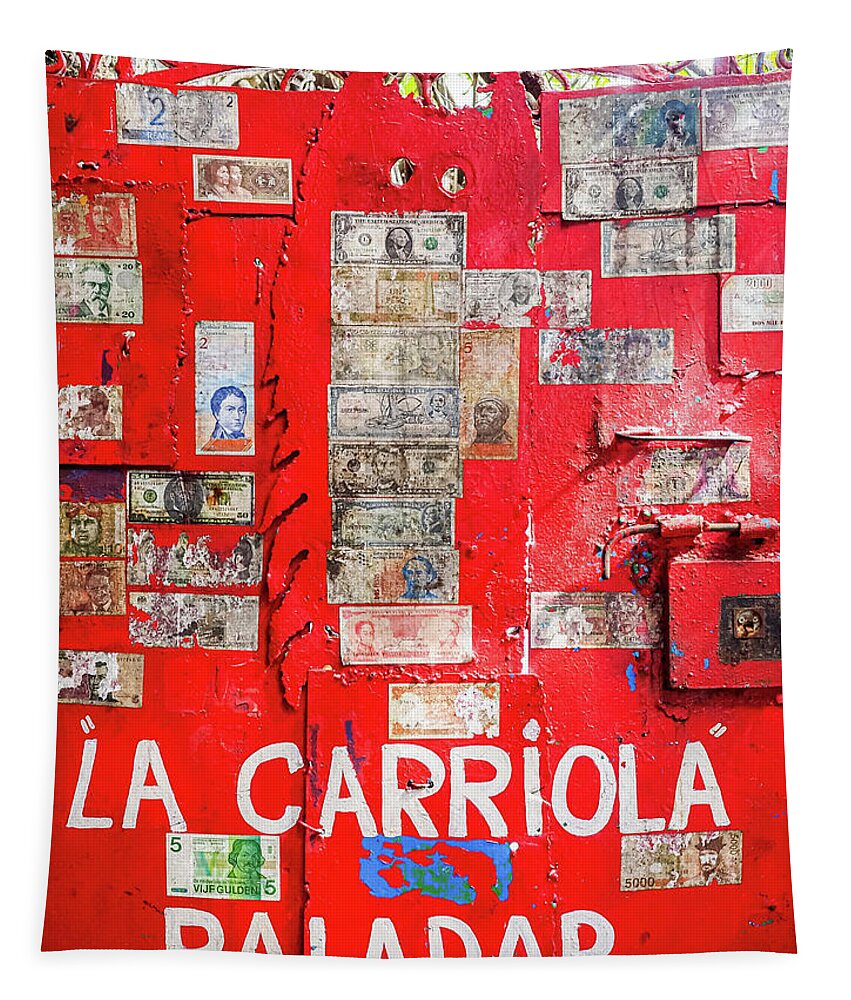 Color Tapestry featuring the photograph Red Cash Graffiti Art by Jo Ann Tomaselli