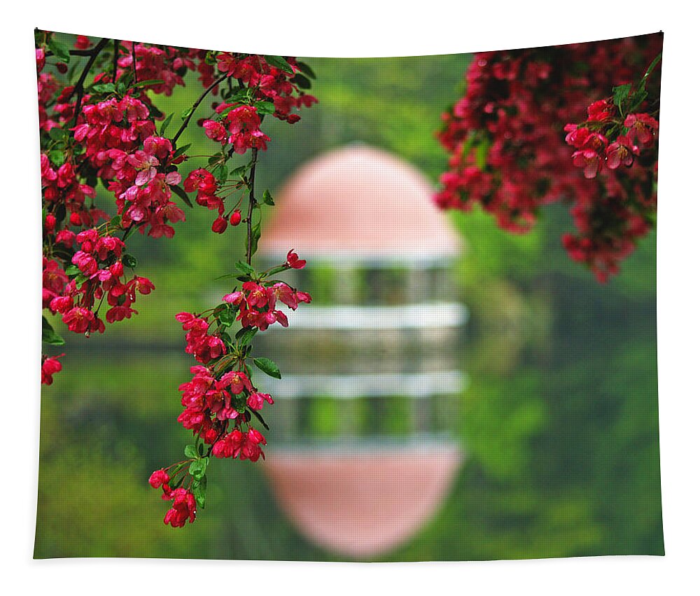 Red Dogwood Tapestry featuring the photograph Red Dogwood Blossoms by Lisa Cuipa