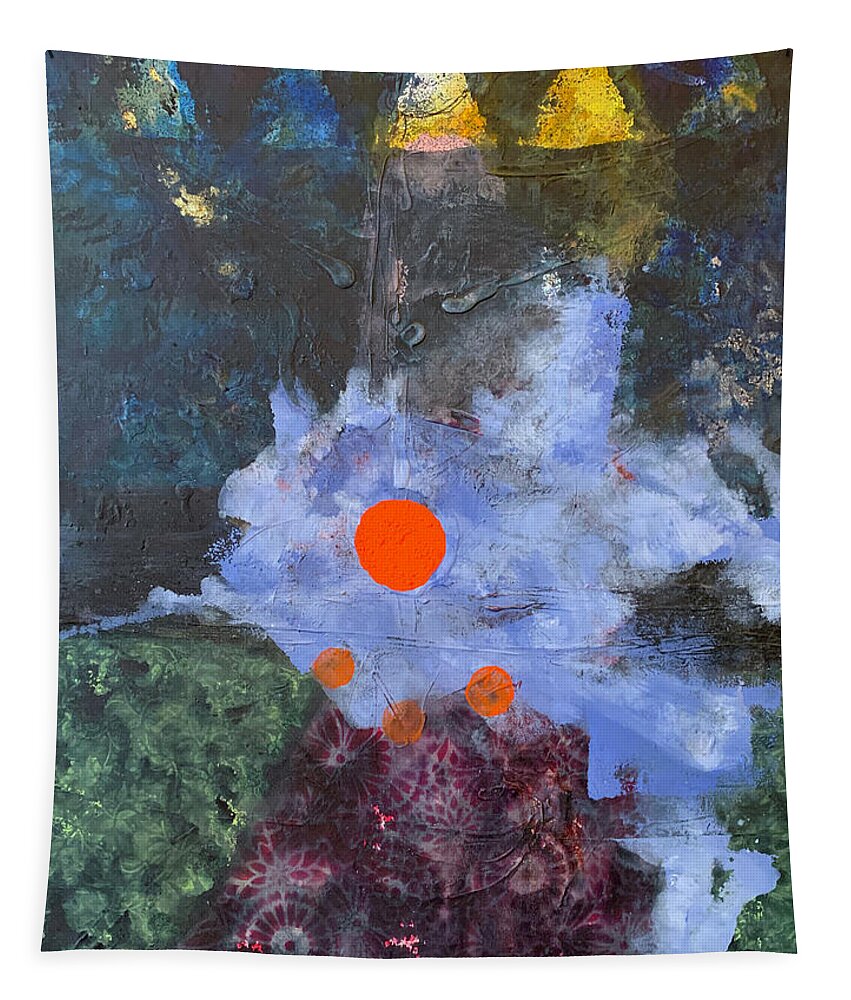 Abstract Tapestry featuring the painting Red Dot by Leslie Porter