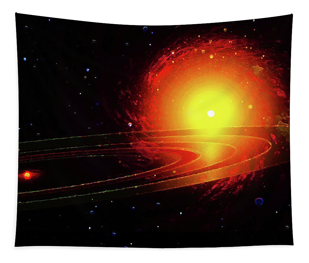  Tapestry featuring the digital art Red Dwarf, Yellow Giant Outer Space Background by Don White Artdreamer