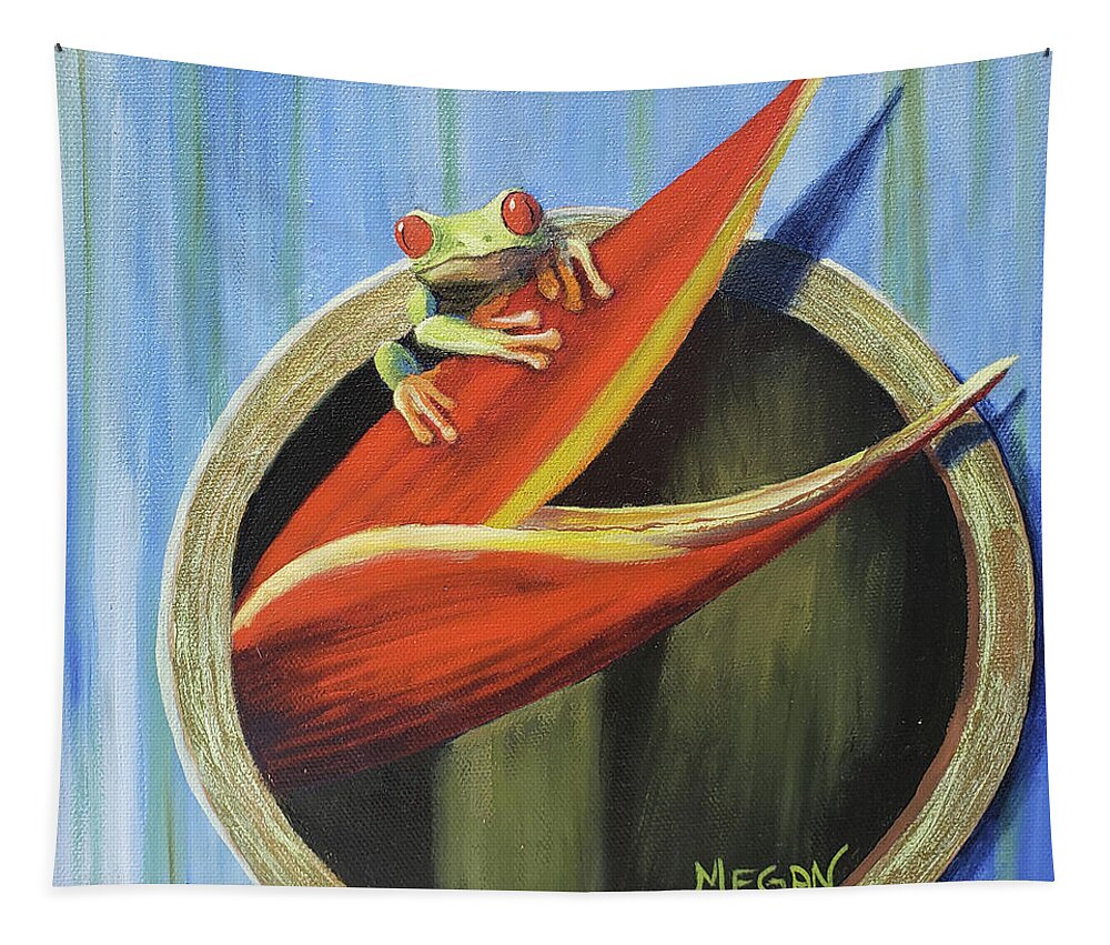 Tropical Tapestry featuring the painting Red-eyed Tree Frog by Megan Collins