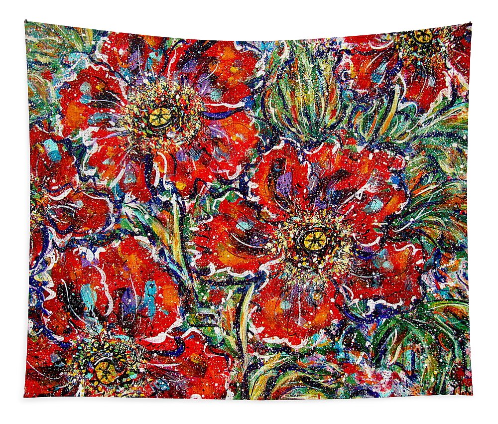 Flowers Tapestry featuring the painting Red Fantasy Poppies by Natalie Holland