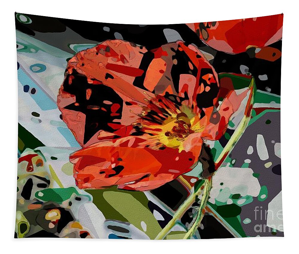Flower Tapestry featuring the photograph Red Poppy Cubistic by Katherine Erickson