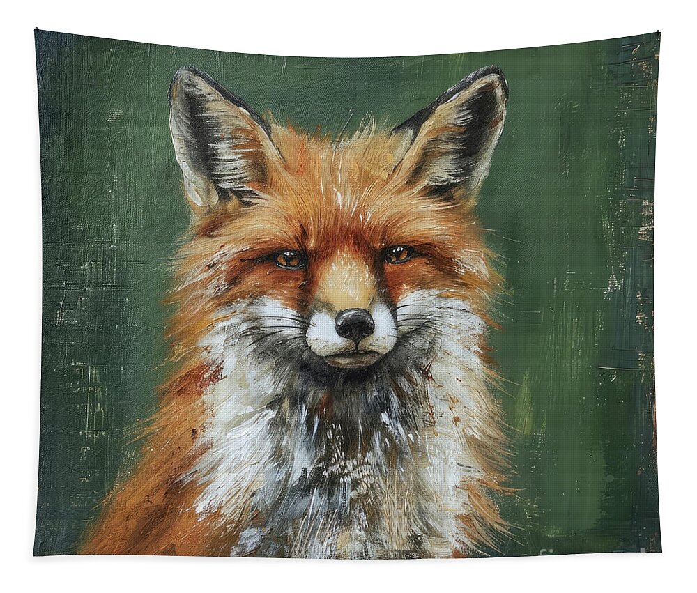 Fox Tapestry featuring the painting Red Fox Portrait by Tina LeCour