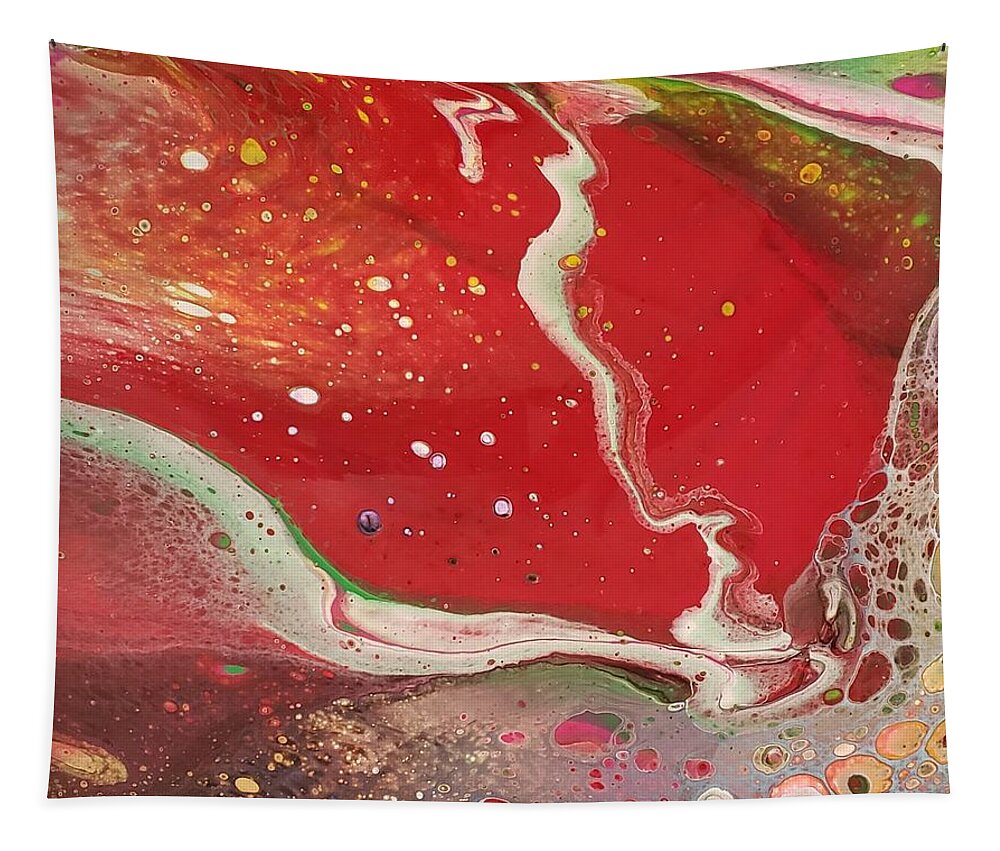 Red Tapestry featuring the painting Red Galaxy by Sharon Casavant