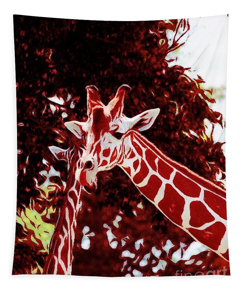 Animal Tapestry featuring the photograph Red Giraffe by Mesa Teresita