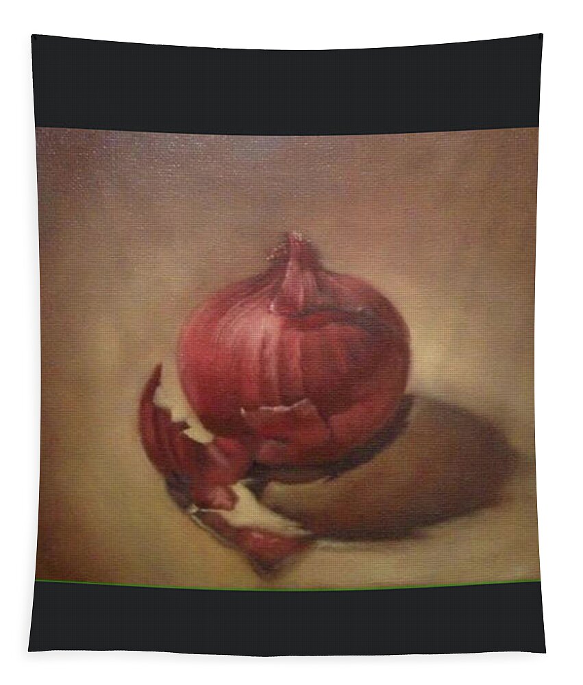  Tapestry featuring the painting Red onion by Siri Balke Hveem