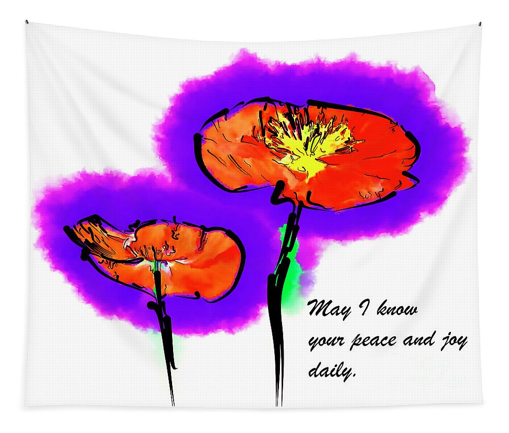 Prayer Tapestry featuring the digital art Red Poppies by Kirt Tisdale