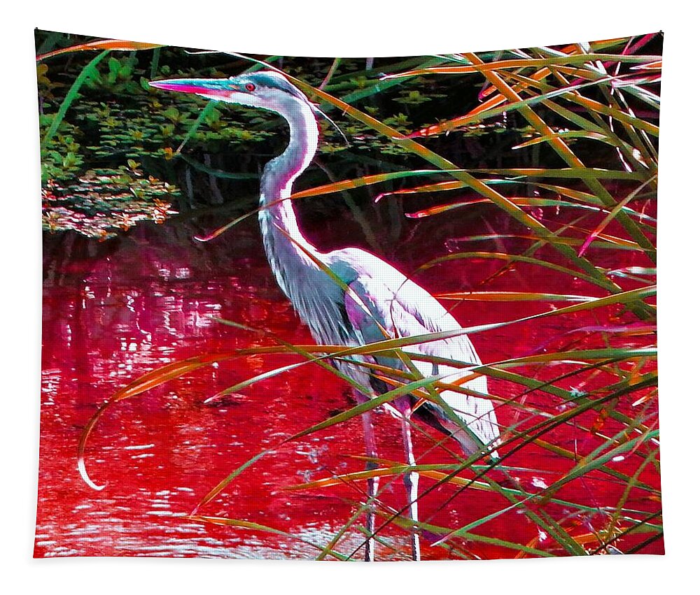 Bird Tapestry featuring the photograph Red River Heron by Andrew Lawrence