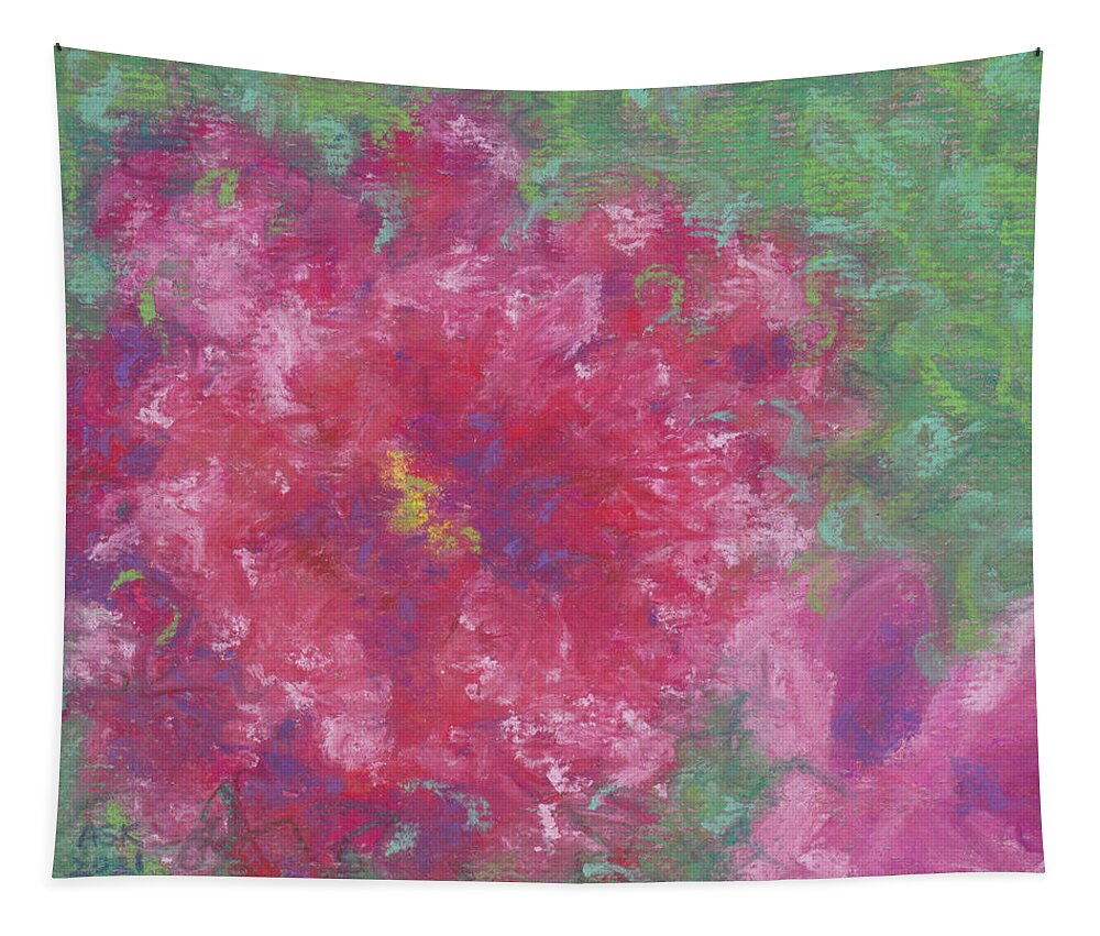 Roses Tapestry featuring the pastel Red Roses at the Pond 1 by Anne Katzeff