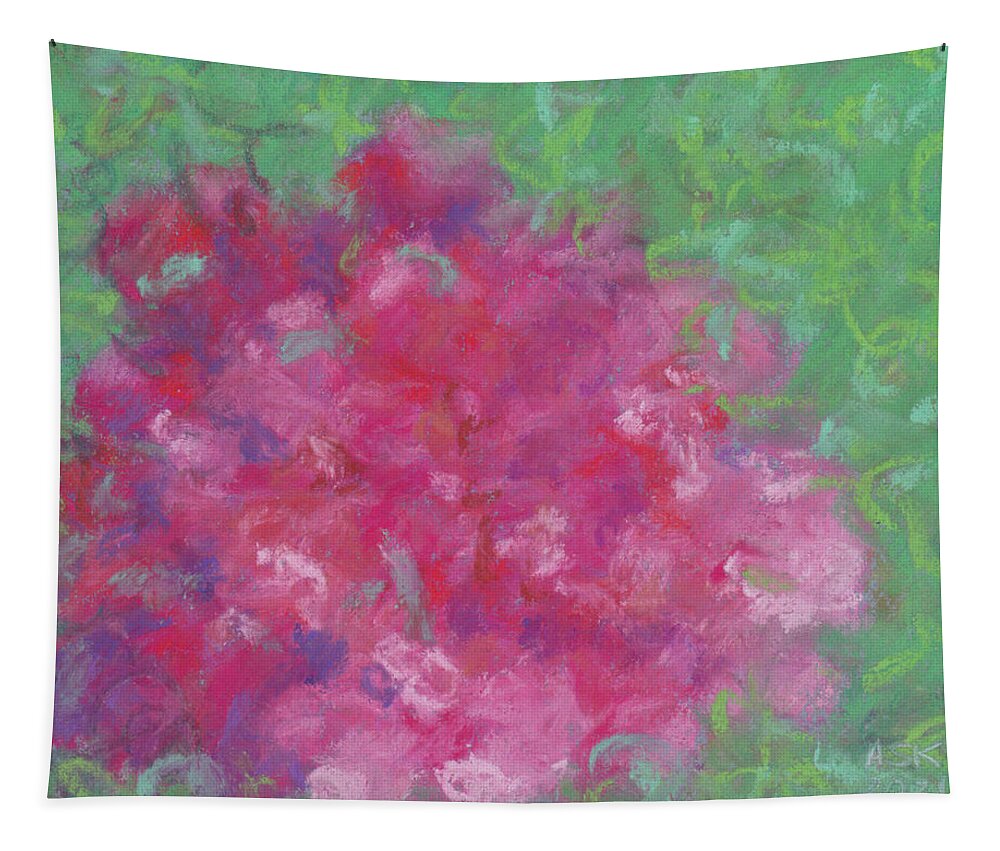 Roses Tapestry featuring the pastel Red Roses at the Pond 2 by Anne Katzeff