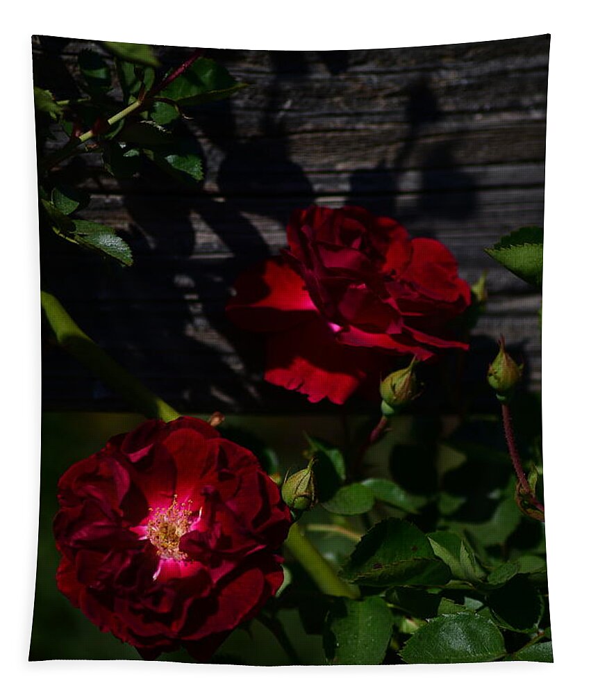 Roses Tapestry featuring the digital art Red Roses by Yenni Harrison