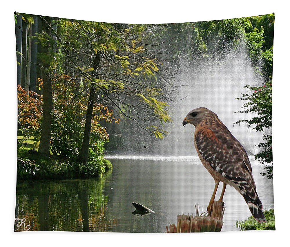 Nature Tapestry featuring the photograph Red-Shouldered Hawk by Mariarosa Rockefeller