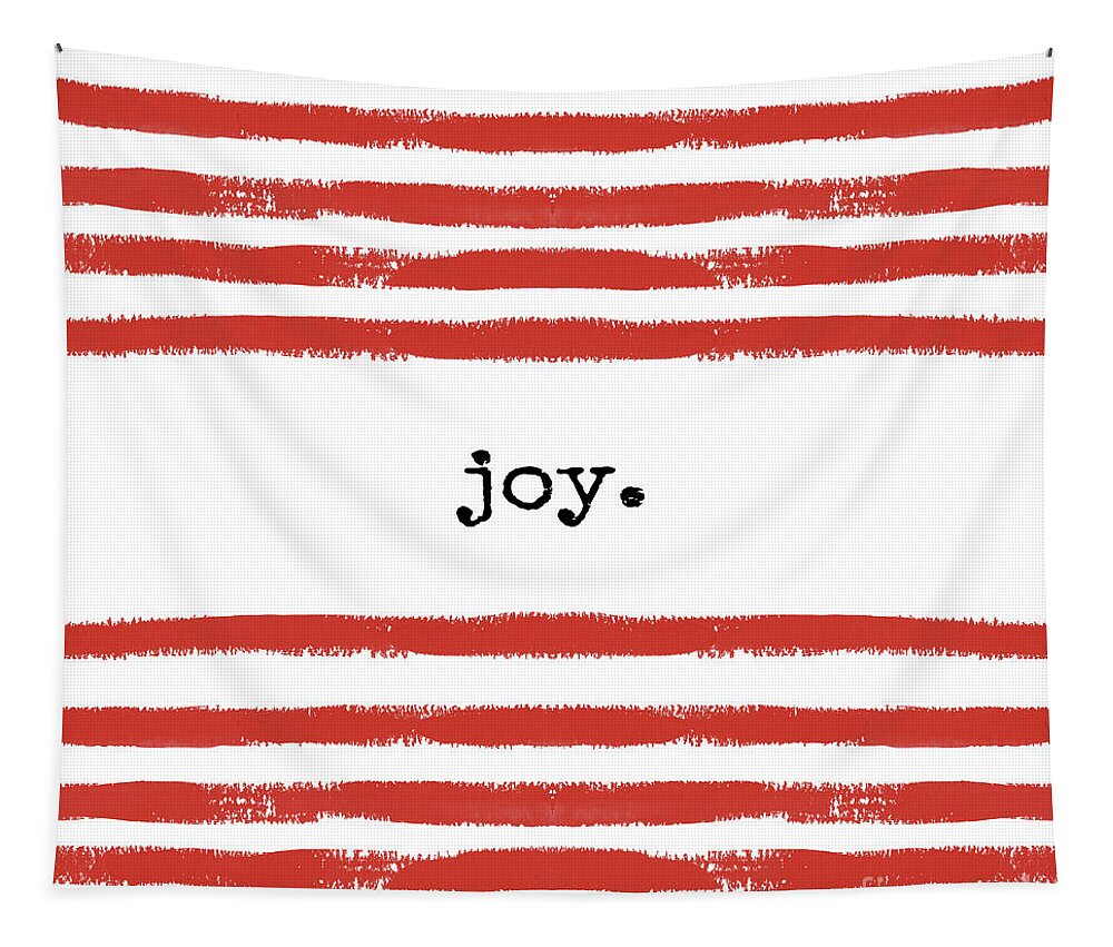 Christmas Tapestry featuring the digital art Red Stripes Joy by Sylvia Cook