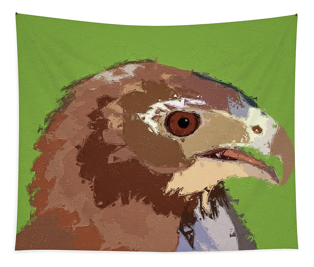 Red Tailed Hawk Tapestry featuring the painting Red Tailed Hawk Portrait by Dan Sproul