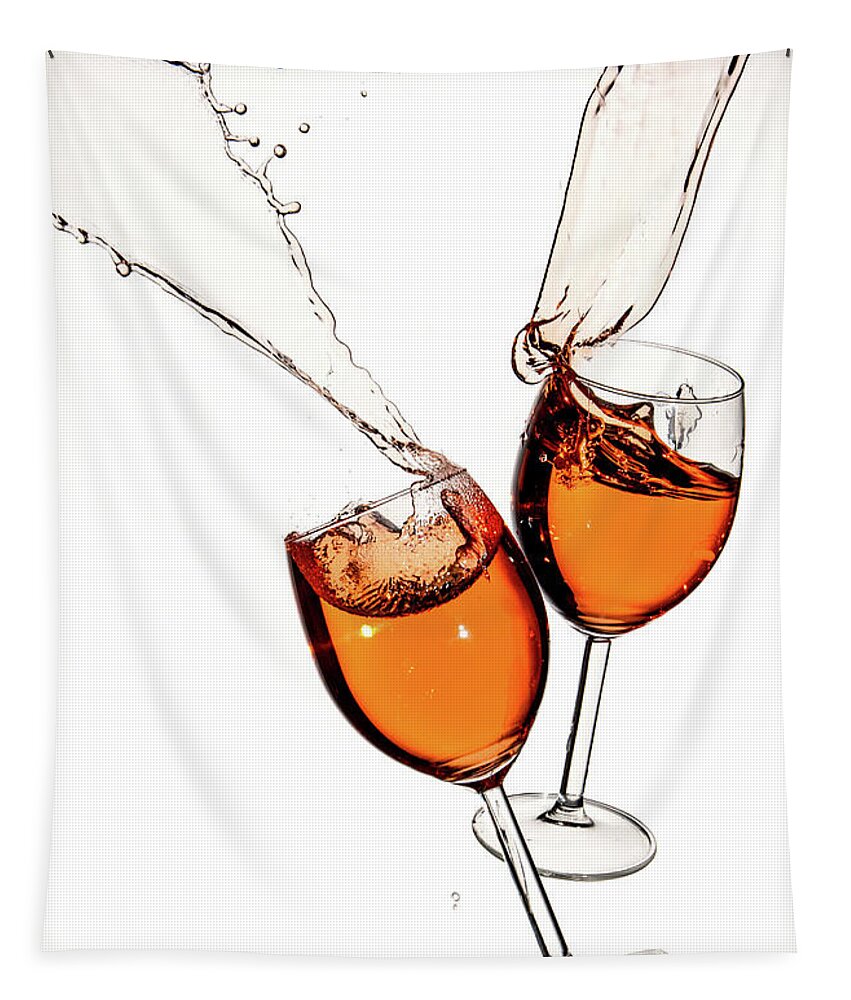 Alcohol Tapestry featuring the photograph Red wine in glasses with splashes on a white background isolated by Michalakis Ppalis