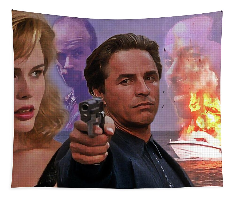 Miami Vice Tapestry featuring the digital art Redemption in Blood 2 by Mark Baranowski