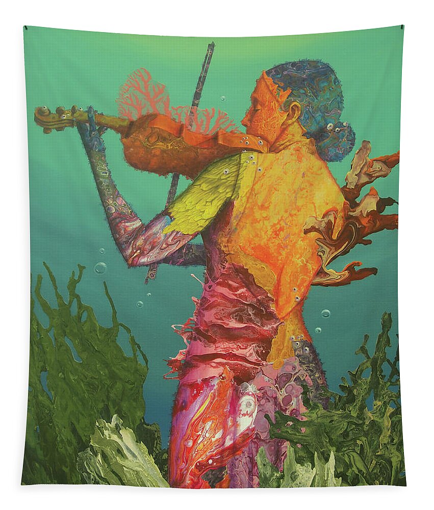 Reef Tapestry featuring the painting Reef Music - The Violinist II by Marguerite Chadwick-Juner