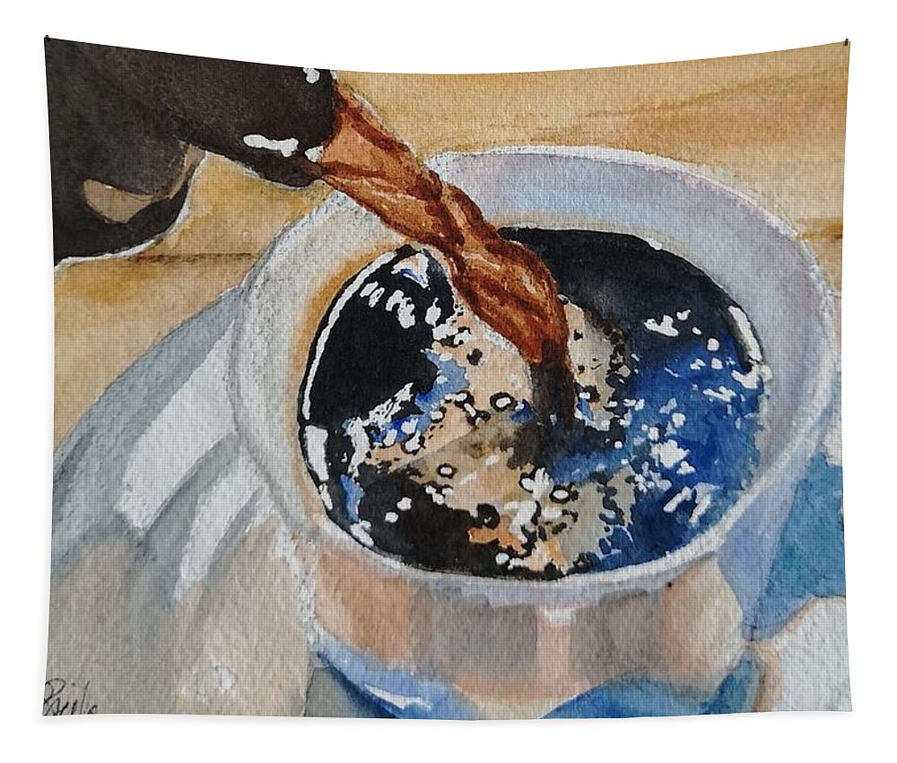 Coffee Tapestry featuring the painting Refill Please by Sheila Romard