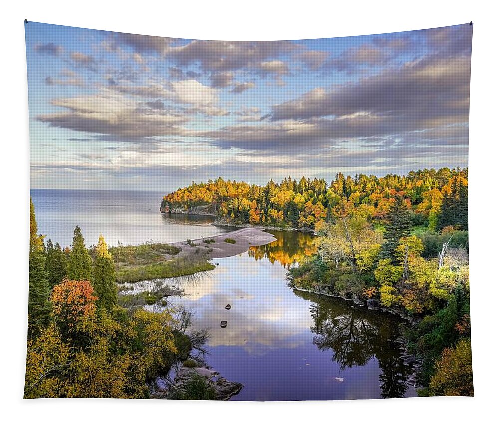 Tettegouche State Park Tapestry featuring the photograph Reflections at Tettegouche State Park by Susan Rydberg
