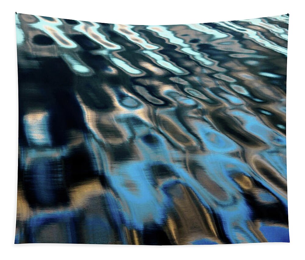 Abstract Tapestry featuring the photograph Reflections From A Dock by Debbie Oppermann