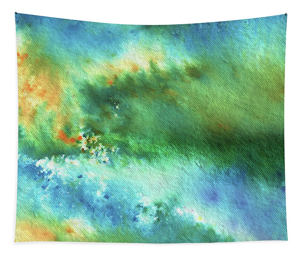 Abstract Watercolor Tapestry featuring the painting Reflections Of The Nature Watercolor Contemporary Abstract Art by Irina Sztukowski