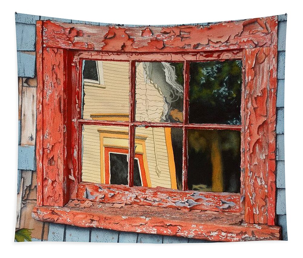 Window Tapestry featuring the painting Reflections of Yesterday by Karen Richardson