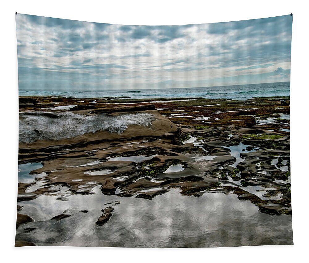 La Jolla Tide Pools Tapestry featuring the photograph Reflections over Tide Pools by Christina McGoran