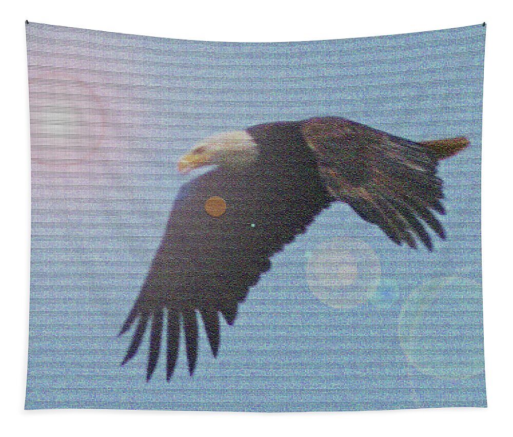 America Tapestry featuring the digital art Reflective Eagle by David Desautel