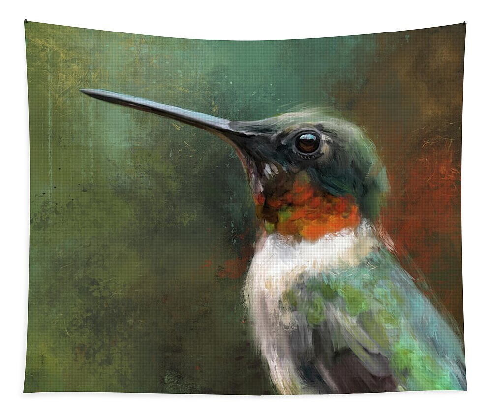 Hummingbird Tapestry featuring the painting Regal Hummingbird by Jai Johnson