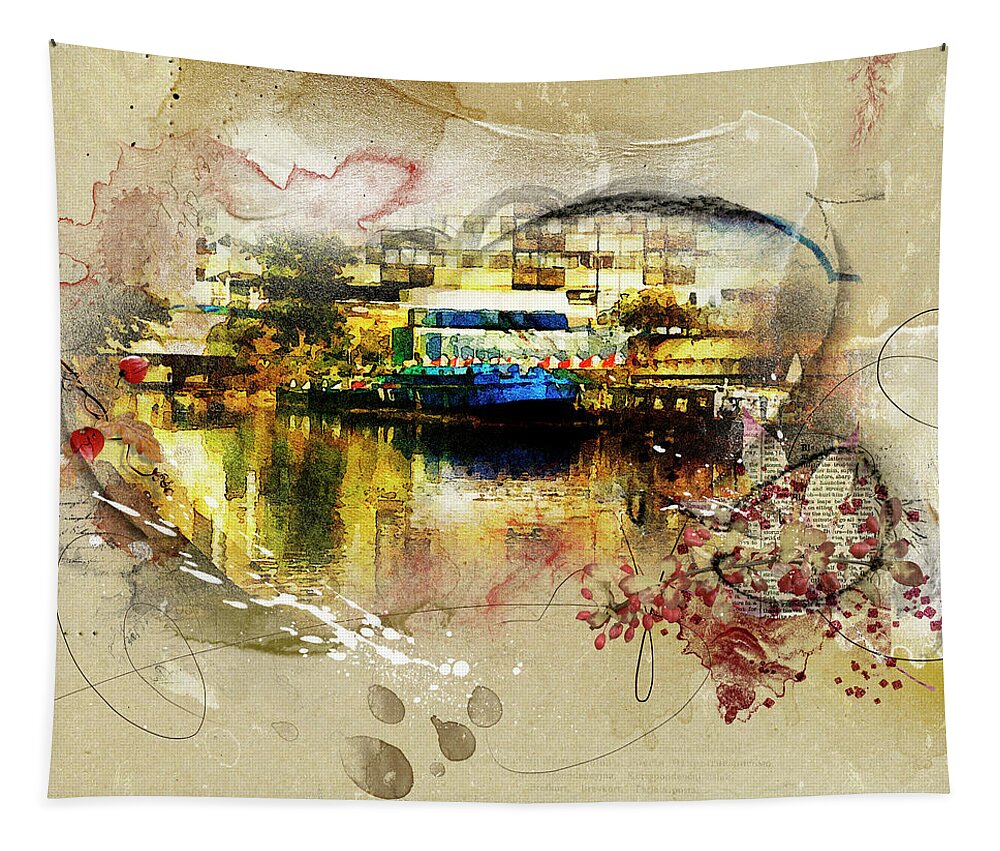 London Tapestry featuring the mixed media Regent's Canal Afternoon by Nicky Jameson