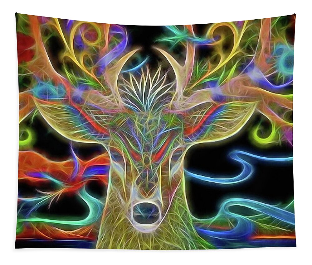 Deer Tapestry featuring the photograph Reindeer Abstract Art by Andrea Kollo