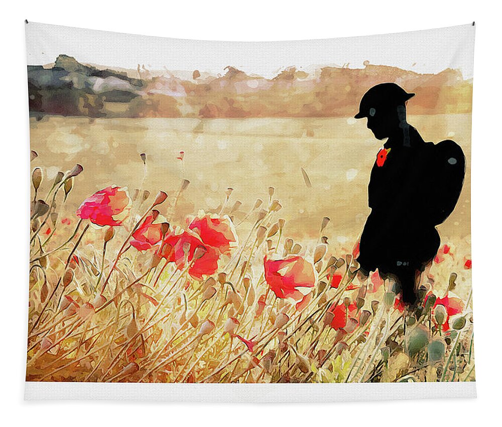Soldier Poppies Tapestry featuring the digital art Remember Them by Airpower Art