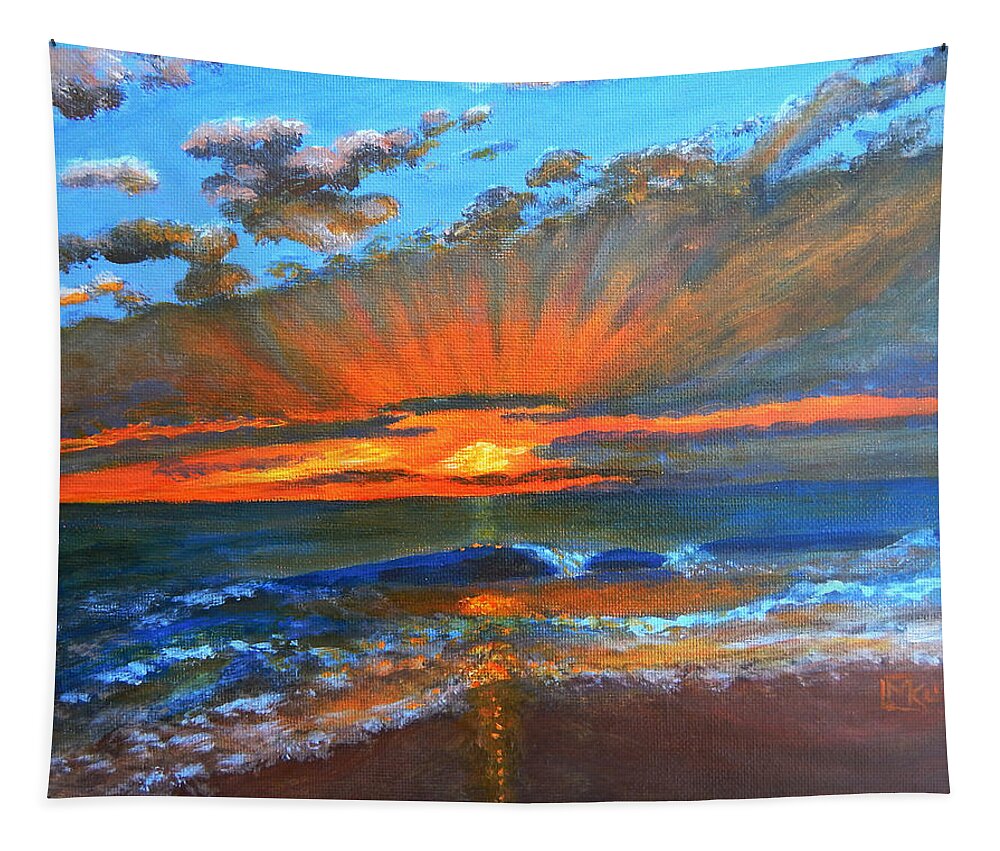 Sunrise Tapestry featuring the painting Renewal by Mike Kling