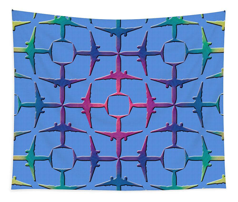 Airplane Tapestry featuring the digital art Repeating Abstract Airplane Pattern by John Haldane