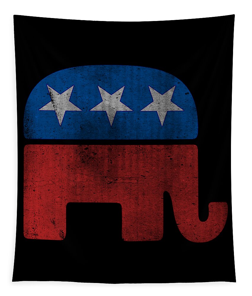 Funny Tapestry featuring the digital art Republican Elephant Retro by Flippin Sweet Gear
