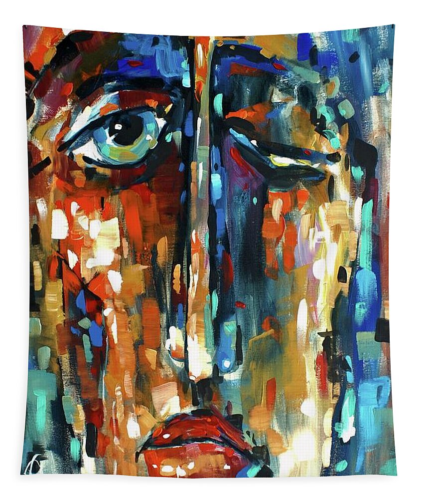 Portrait Tapestry featuring the painting Resolve by Michael Lang