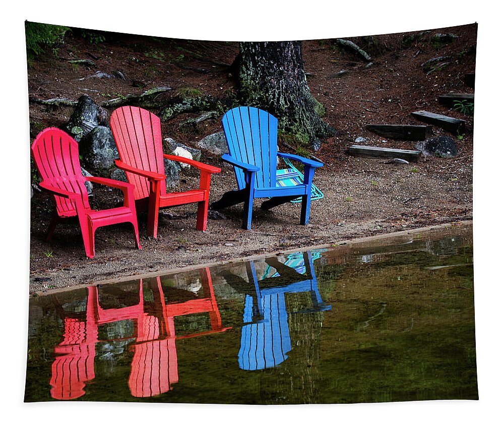 Chairs Tapestry featuring the photograph Resting by the Water by Regina Muscarella