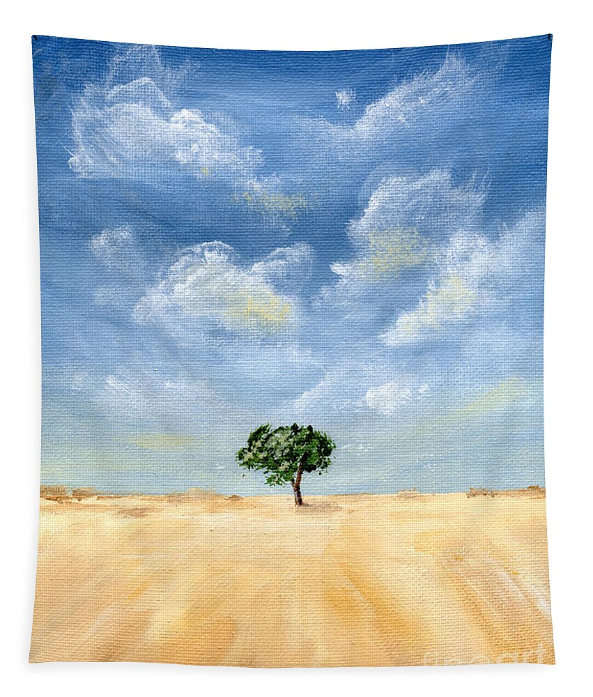 Tree Tapestry featuring the painting Resting Place - Landscape Painting by Annie Troe