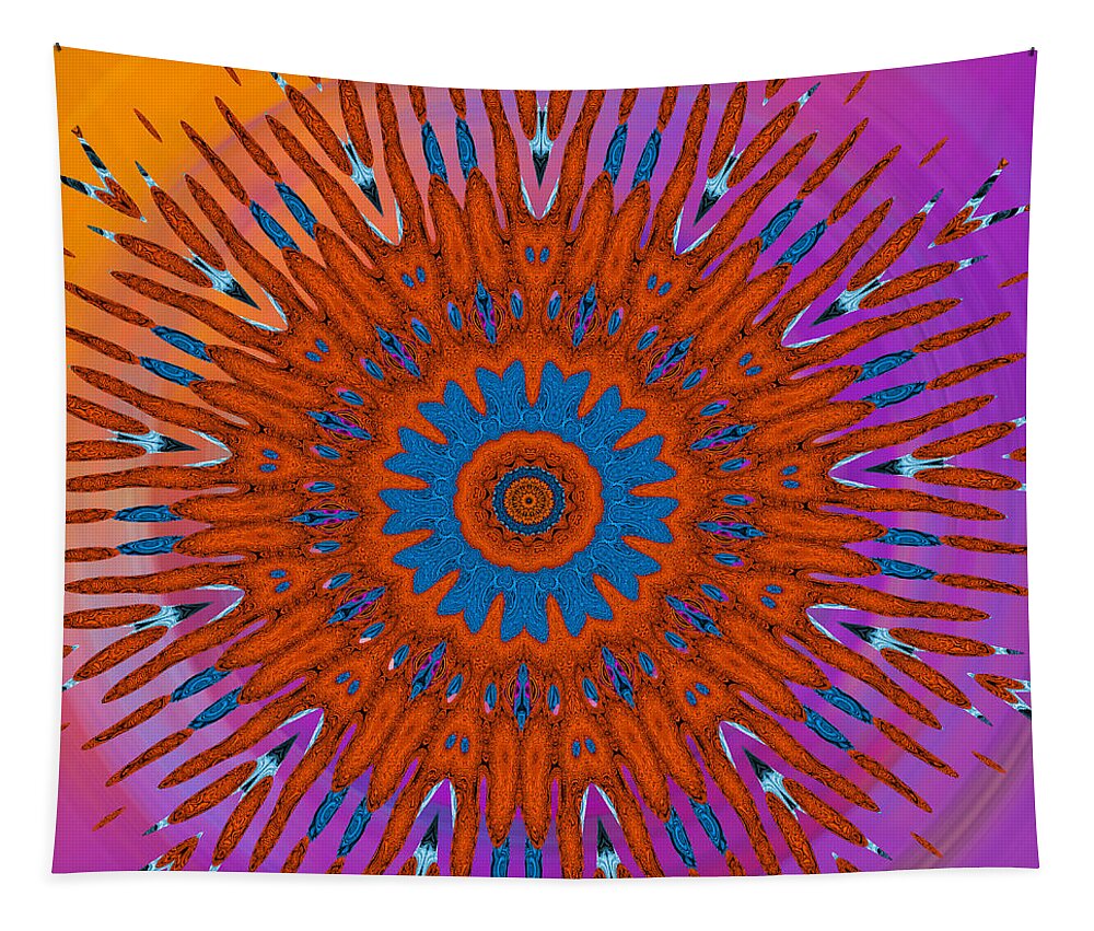 Abstract Tapestry featuring the digital art Retro 60's - Groovy Pinwheel by Ronald Mills