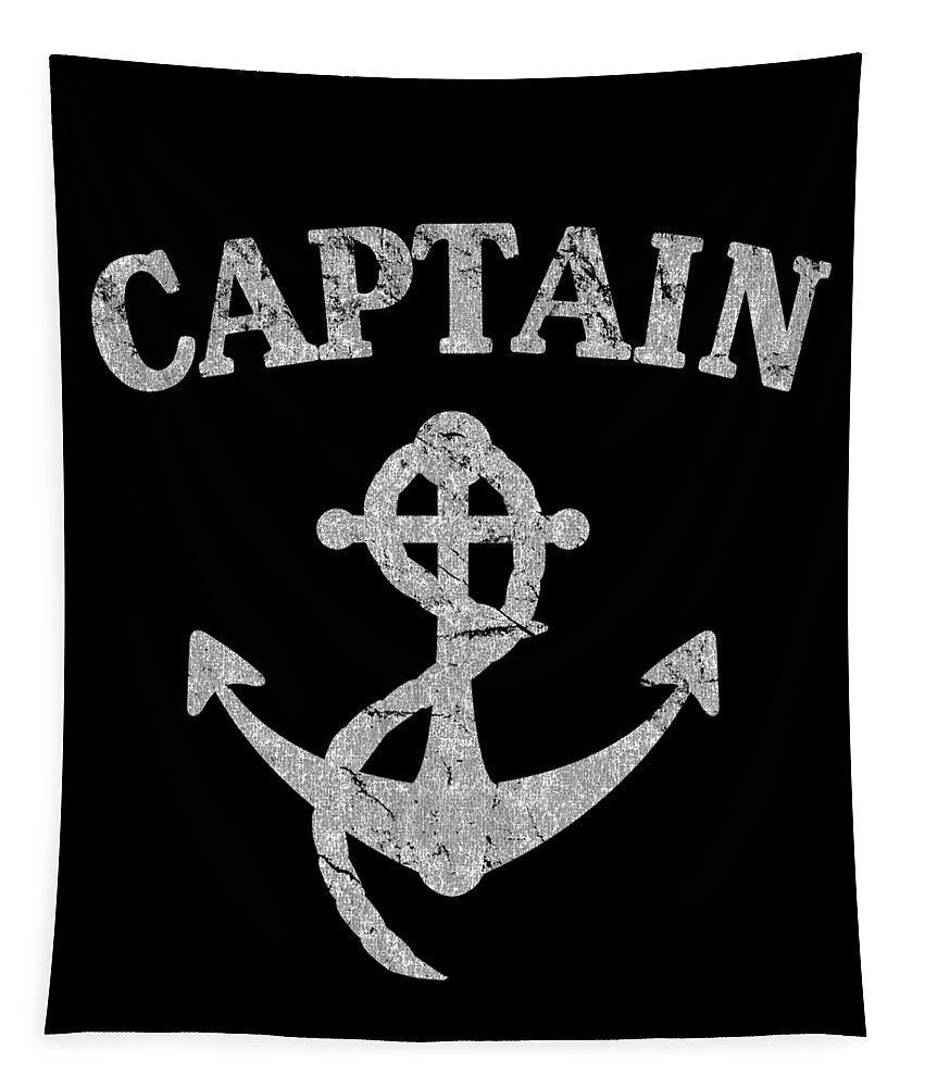 Funny Tapestry featuring the digital art Retro Captain Of The Ship by Flippin Sweet Gear
