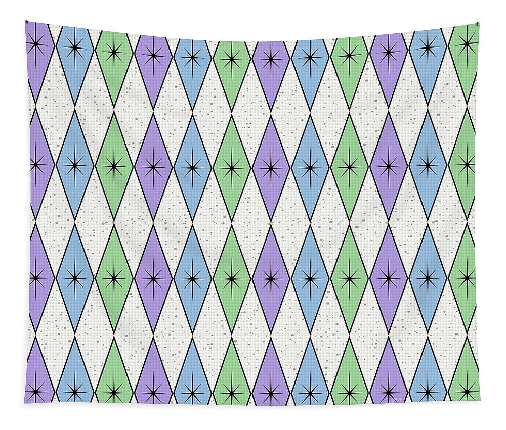 Mid Century Fabric Tapestry featuring the digital art Retro Diamond Star Fabric 3 by Donna Mibus
