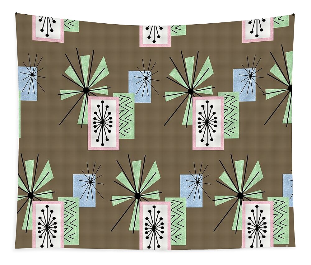 Mid Century Fabric Tapestry featuring the digital art Retro Fabric Temporama 1 by Donna Mibus
