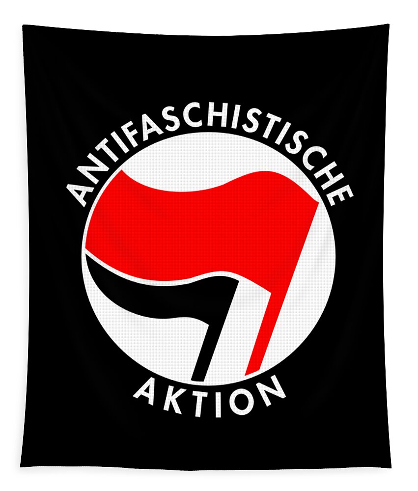 Funny Tapestry featuring the digital art Retro Germany Antifaschistische Aktion Anti-Fascist by Flippin Sweet Gear